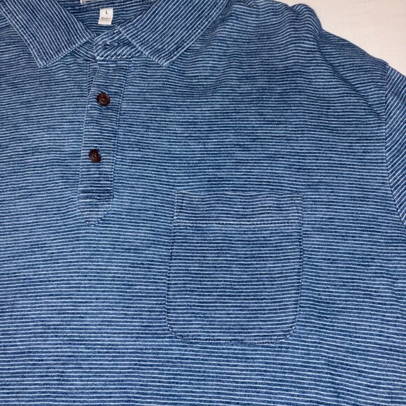 Peter Millar Solid Stretch Jersey Long Sleeve Polo Heathered Blue Knit Large - Picture 6 of 11